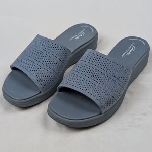 Clarks Cloudsteppers Drift Twist Sandals Blue Women's Sz 9.5 Slide Comfort Wedge